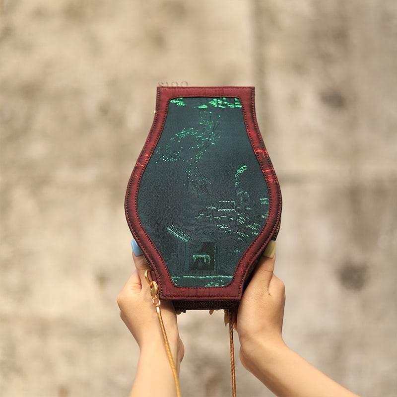 Ultra-Light Water Bottle-Shaped Song Brocade Vintage Style Crossbody Bag 164g - Image 2