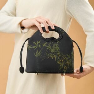 1_Xiangyunsha_Silk_Bamboo_Black_Drawstring_Bucket_Bag_YS120670