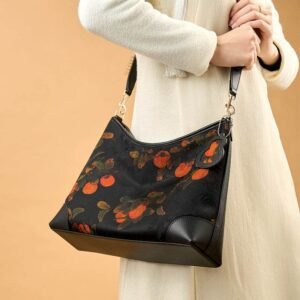 1_Xiangyunsha_Silk_Leather_Printed_Persimmon_Shoulder_Bag_YS220679