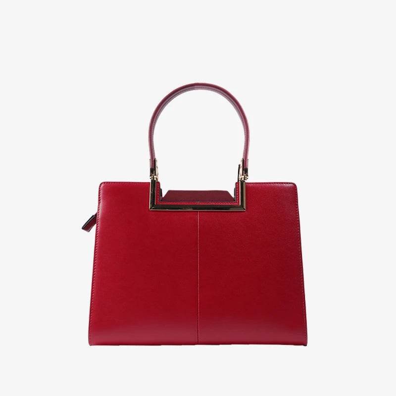 Sinocultural Embroidery Leather Red Tote Bag Magnolia Women's Handbag - Image 17