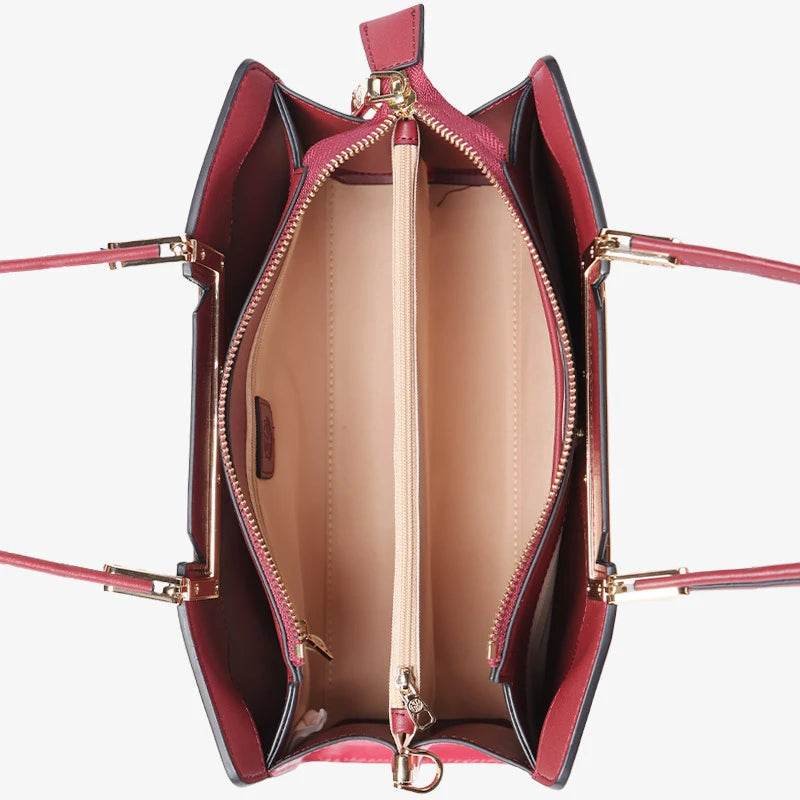 Sinocultural Embroidery Leather Red Tote Bag Magnolia Women's Handbag - Image 12