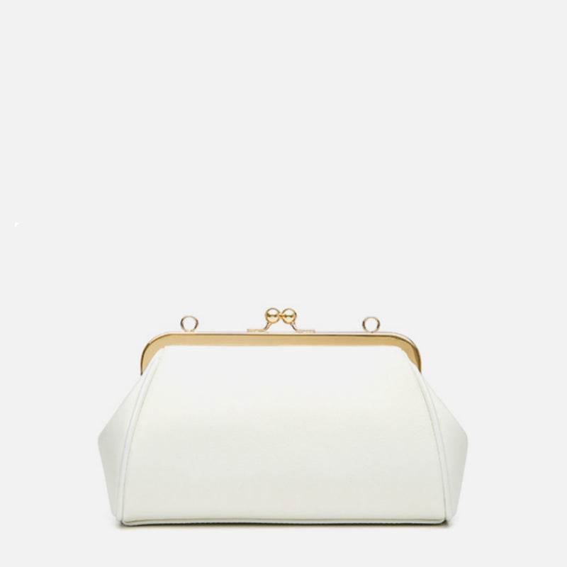 Embroidery Leather Kiss Lock Clutch Bag Lotus Evening Handbag - Image 19