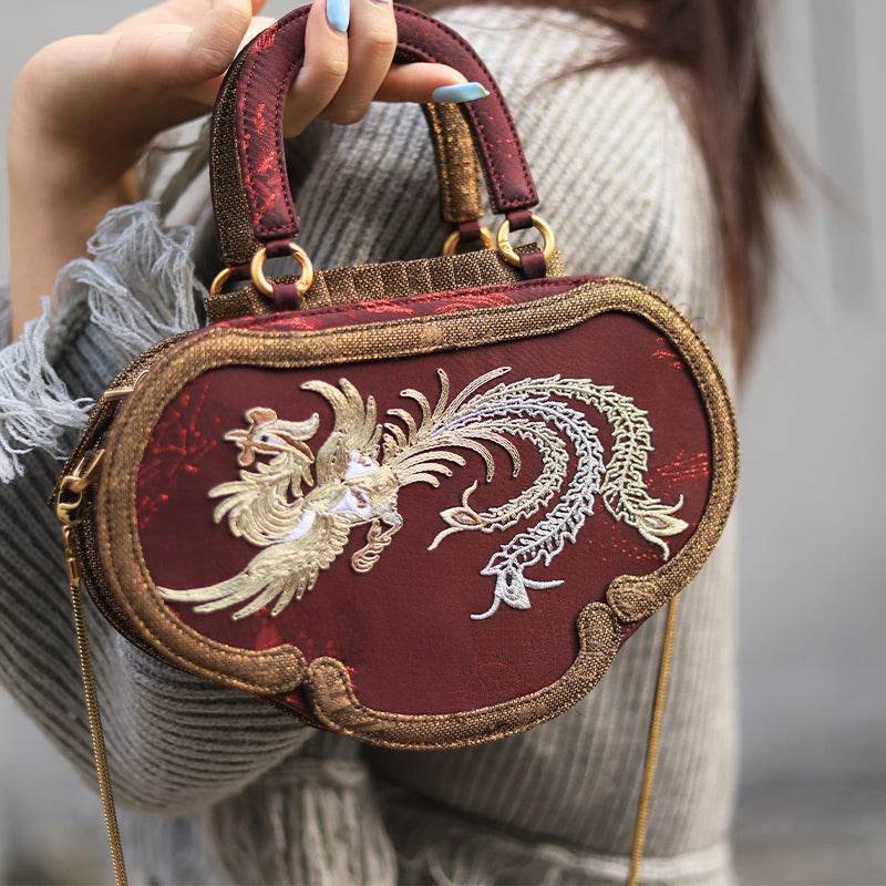 Ultra-Light Ruyi Phoenix Embroidery Handbag Recycled Fabric with Hualuo Silk 205g - Image 4