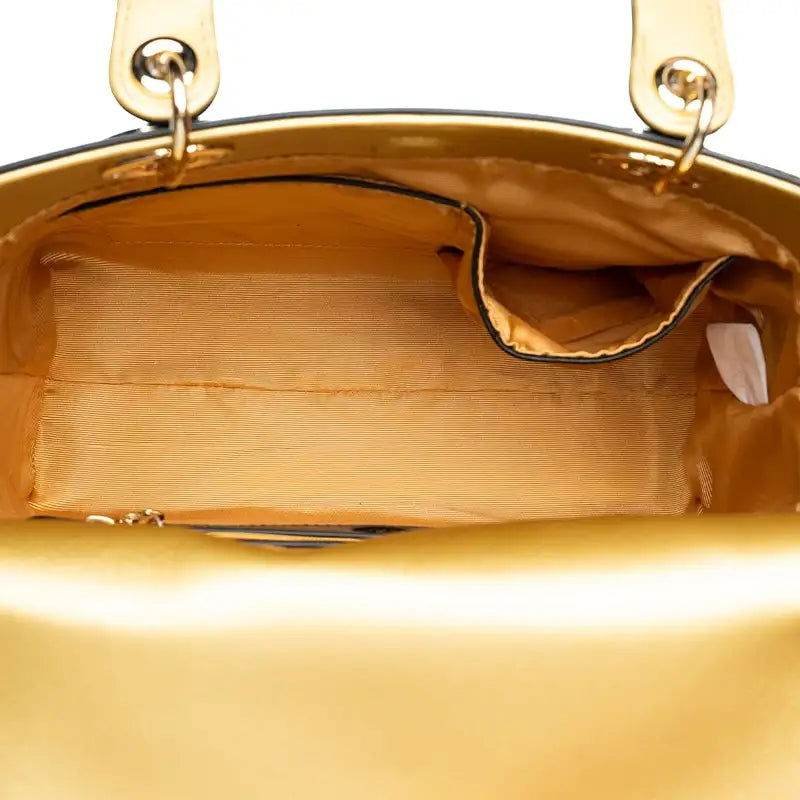 Embroidery Leather Black Lady Bag Gold Peony Luxury Handbag - Image 11