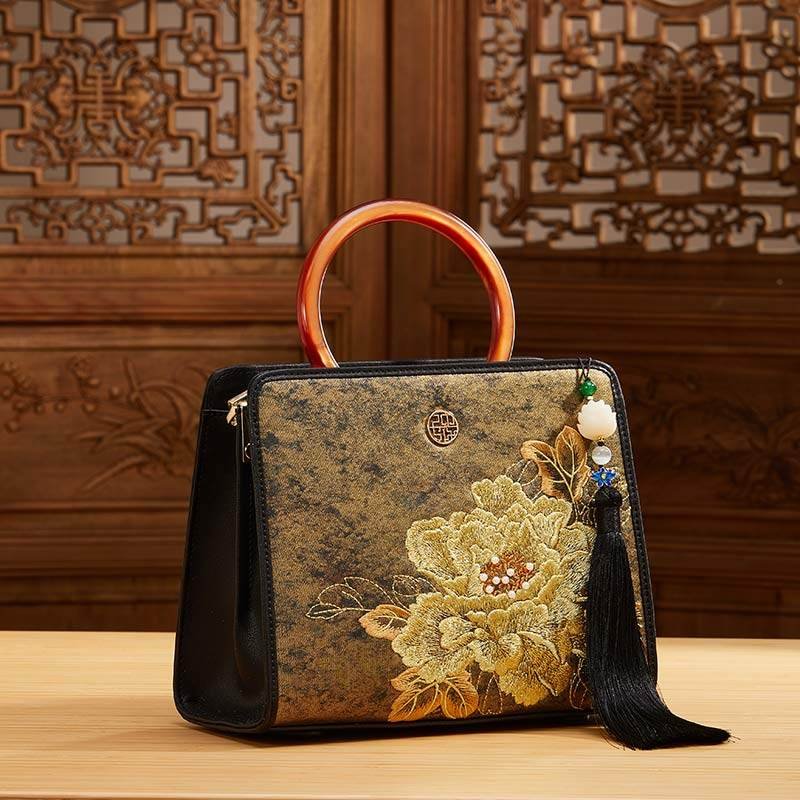 Embroidery Nishijin Weave Chinese Style Retro Handbag - Image 3