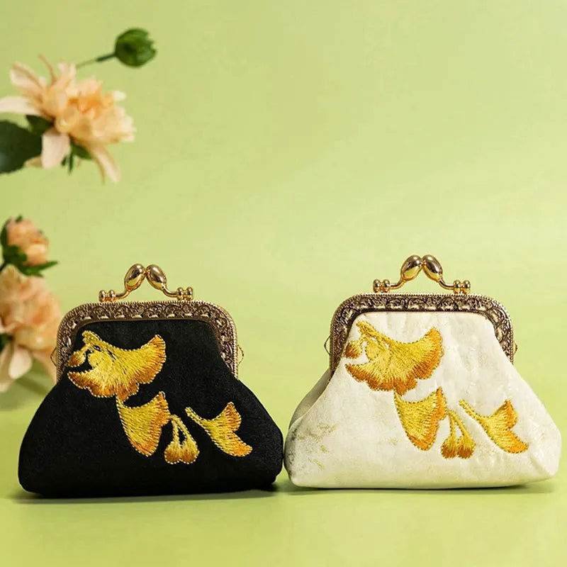 Embroidery Vintage Mini Coin Kiss Lock Purse Wallet - Image 8