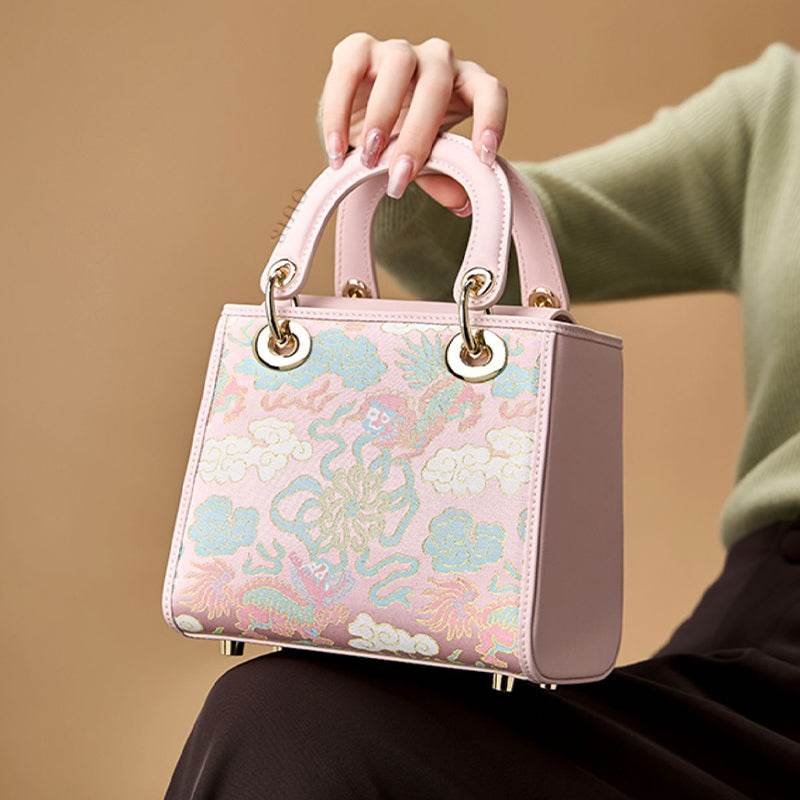 Song Brocade Retro Crossbody Handbag Lion Playing with Ball Pattern - Image 5