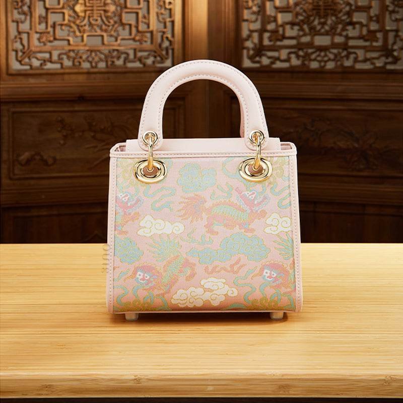 Song Brocade Retro Crossbody Handbag Lion Playing with Ball Pattern - Image 6