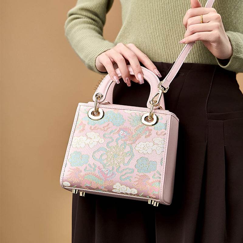 Song Brocade Retro Crossbody Handbag Lion Playing with Ball Pattern - Image 3