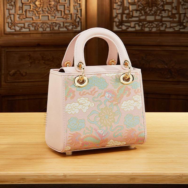 Song Brocade Retro Crossbody Handbag Lion Playing with Ball Pattern - Image 7