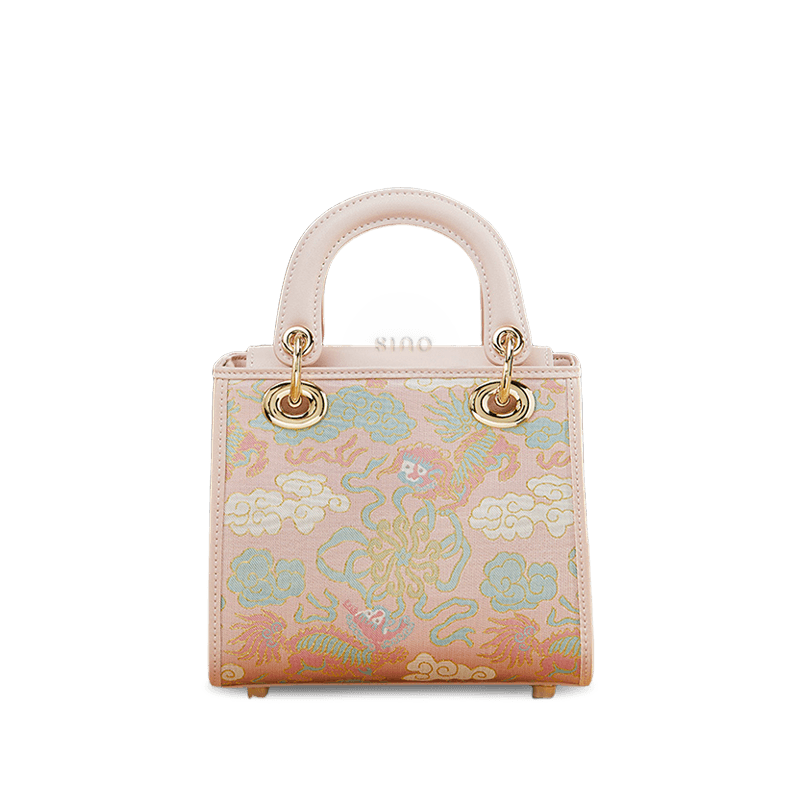 Song Brocade Retro Crossbody Handbag Lion Playing with Ball Pattern