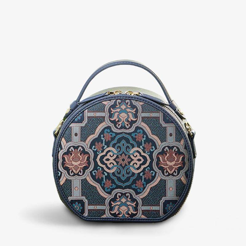 Song Brocade Silk Vintage Round Bag - Image 8