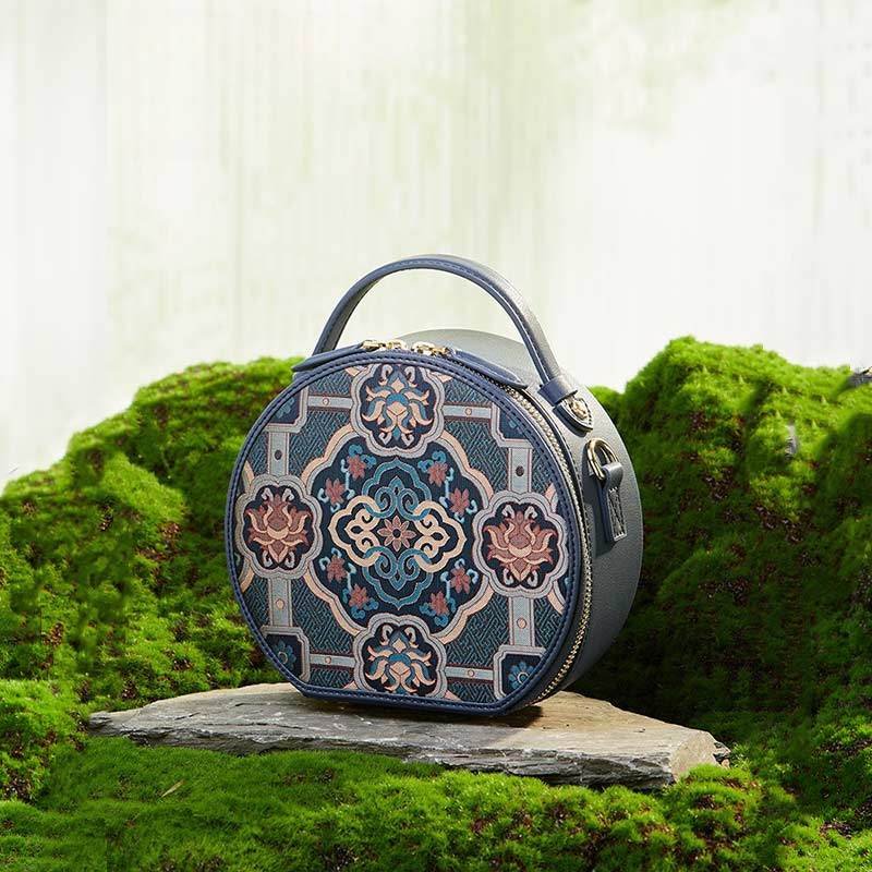Song Brocade Silk Vintage Round Bag - Image 3