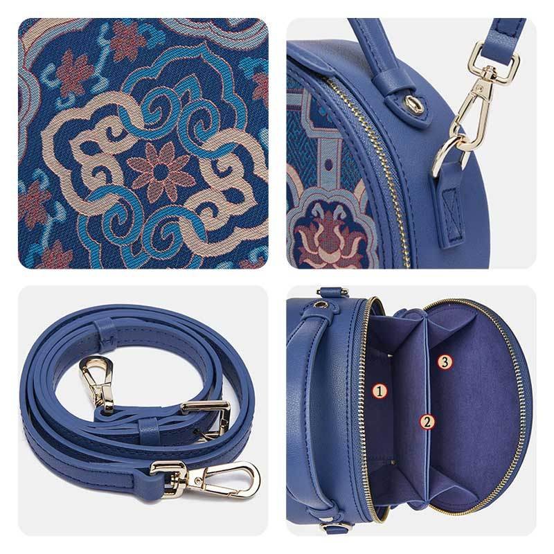 Song Brocade Silk Vintage Round Bag - Image 7