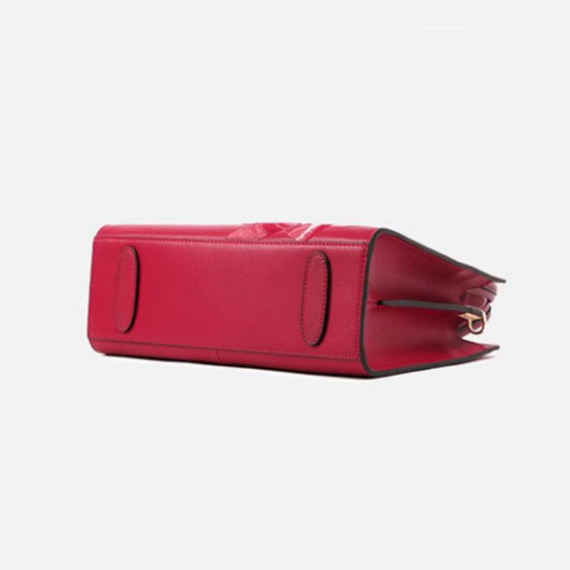 Sinocultural Embroidery Leather Red Tote Bag Magnolia Women's Handbag - Image 15