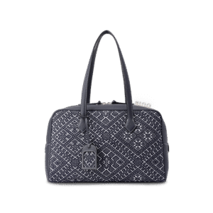 Zhuang Brocade  Flying Swallow Motif  Embroidered Leather Handbag